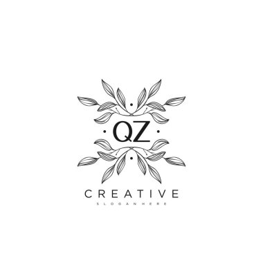 QZ İlk Harf Harfi Logo Şablon Vektörü premium vektörü