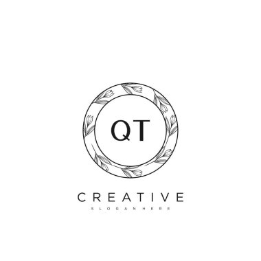 QT İlk Harf Harfi Logo Şablon Vektörü Premium Vektörü