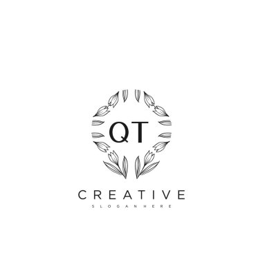 QT İlk Harf Harfi Logo Şablon Vektörü Premium Vektörü