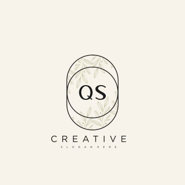 QS İlk Harf Harfi Logo Şablon Vektörü premium vektörü