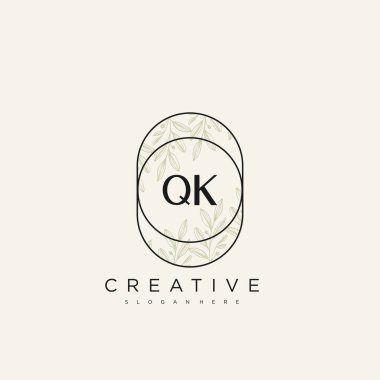 QK İlk Harf Harfi Logo Şablonu Vektör prim vektörü