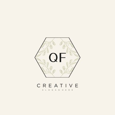 QF İlk Harf Harfi Logo Şablonu Vektör prim vektörü