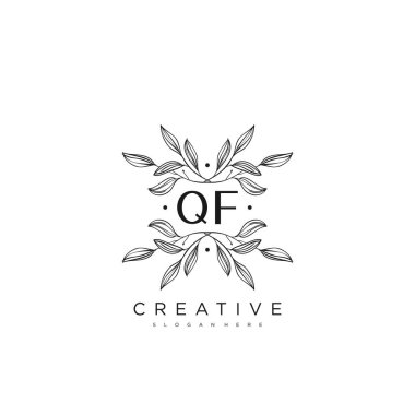 QF İlk Harf Harfi Logo Şablonu Vektör prim vektörü