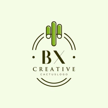 BX İlk harf yeşil kaktüs logo şablonu vektörü