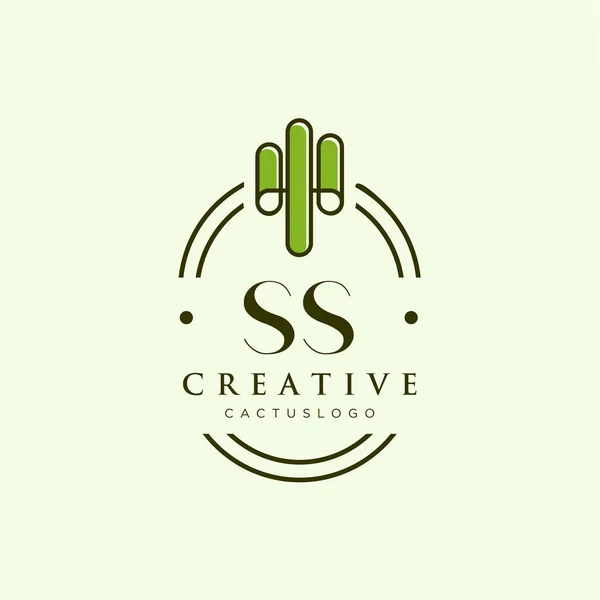 Initial Letter Green Cactus Logo Template Vector —  Vetores de Stock