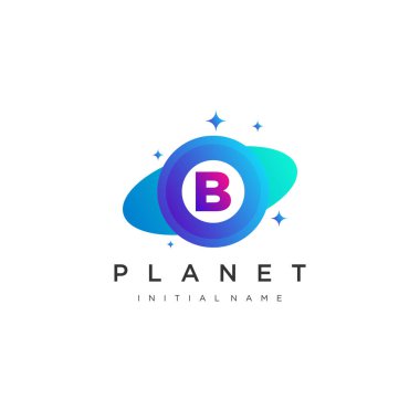 Initial Letter B Circle with Orbit for Planet vector