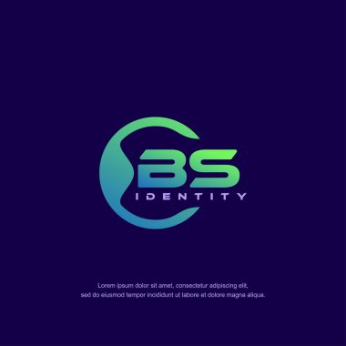 BS Initial letter circular line logo template vector with gradient color blend