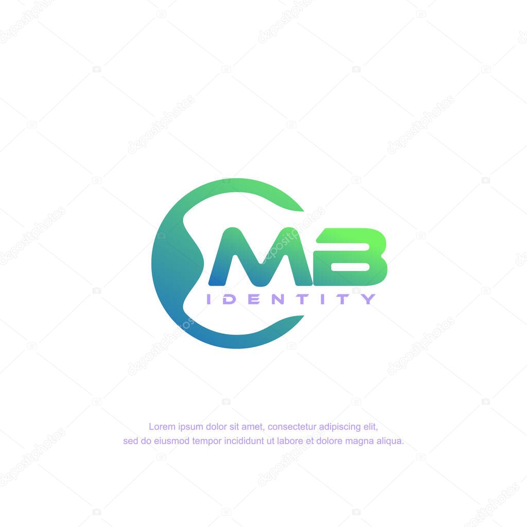 MB Initial letter circular line logo template vector with gradient color