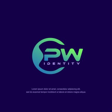 PW Initial letter circular line logo template vector with gradient color