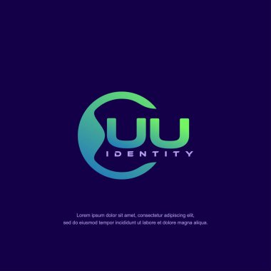 UU İlk harf dairesel çizgi logo şablonu vektörünün gradyan rengi