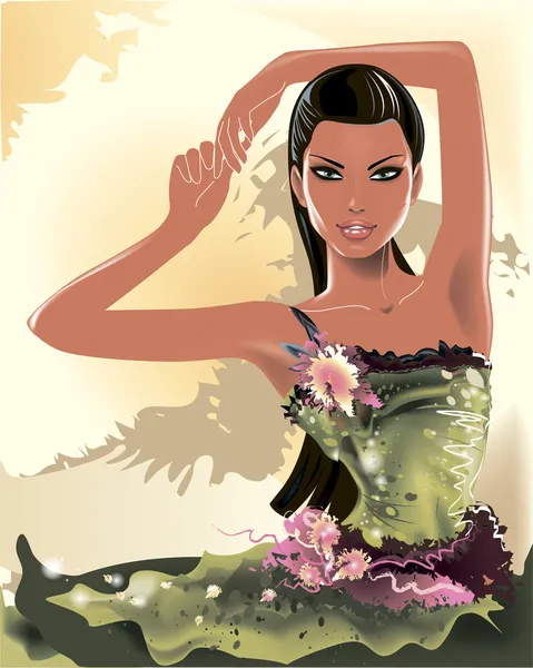 Hermosa modelo chica de moda — Vector de stock