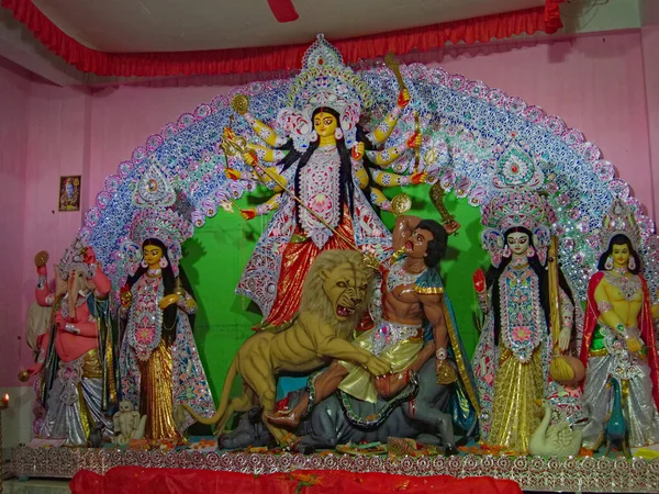 Tanrıça Durga Idol Festivali Bengali Hinduları Batı Bengal — Stok fotoğraf