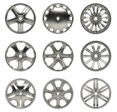 koleksiyon araba tekerlek diskleri, beyaz zemin üzerine izole