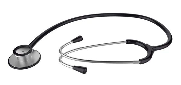 Černý stetoskop na bílém pozadí — Stock fotografie