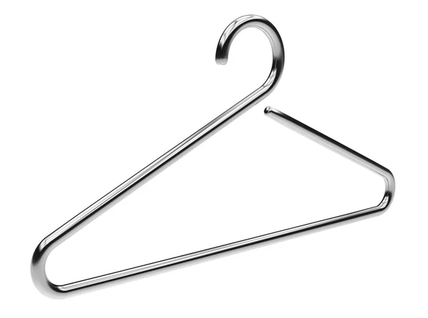 Hanger from chromed metal on white background — Stok fotoğraf