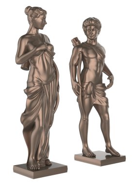 statue of a young man and woman soldiers clipart