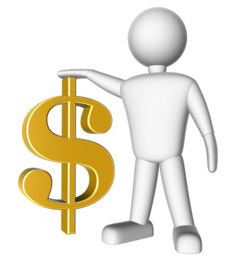 3D adam dolar simgesiyle
