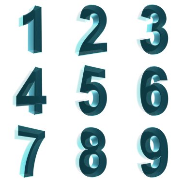 1 'den 9' a kadar olan mavi / beyaz arkaplan sayısı