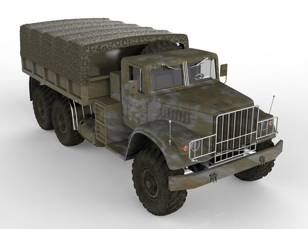 Военный грузовик изолирован на белом
