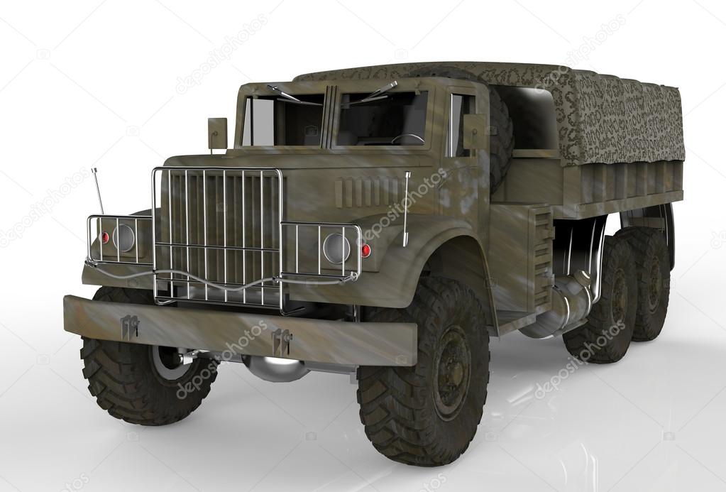 Military Truck Isolated on White