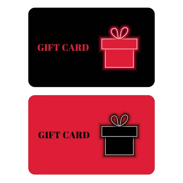 Cartes Cadeaux Avec Boîte Vecteur Carte Cadeau Noire Rouge Set — Image vectorielle