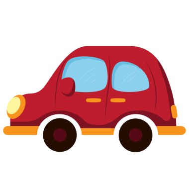 Beyaz bir arka plan üzerinde sevimli kırmızı araba