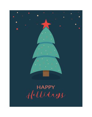 Yılbaşı kartı, yeni yıl mesajı, Noel oyuncakları, Noel ağacı ve karlı mutlu yıllar..