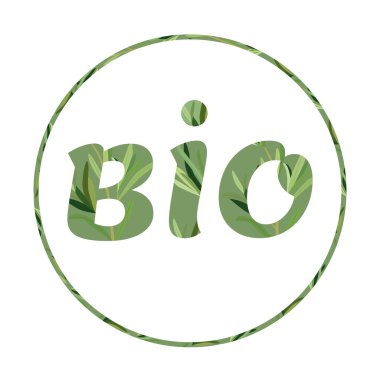 Vektör bio etiket, organik ürünler etiketi ringde.