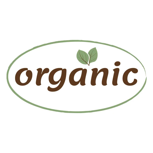 Organik Ürünler Etiketi Organik Ürünler Etiketi Halkadaki Yapraklar — Stok Vektör