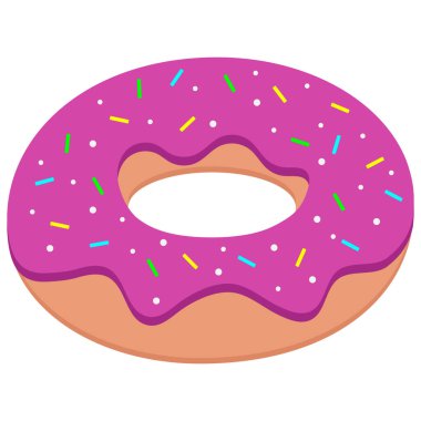 Beyaz arka planda serpiştirilmiş parlak, sulu donut.