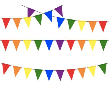 LGBT bayrağının renginde tatil çelengi. LGBT gurur bayrağı, Gökkuşağı çelengi bayrağı. Vektör illüstrasyonu