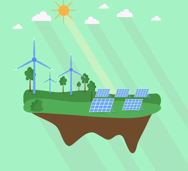 Groene Energie Aarde Met Iconen Van Ecologie Milieu Vectorillustratie — Stockvector