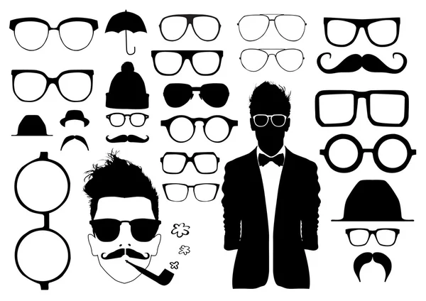 Set of glasses and other accessory — Stock Vector