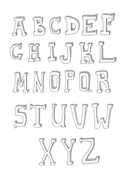 elle çizilmiş vektör alfabesi