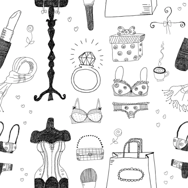 Accessoires femme motif sans couture — Image vectorielle