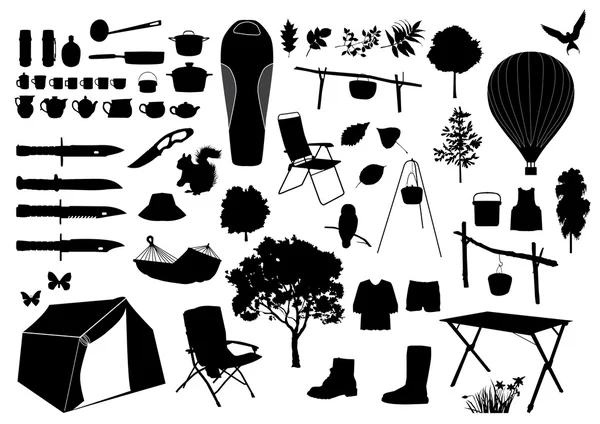 Camping silhouette — Stock Vector