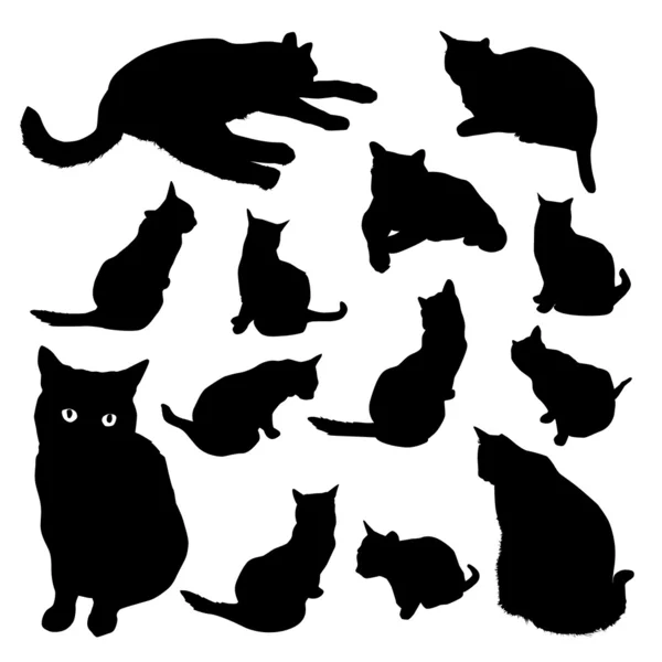 Silhouetten von Katzen — Stockvektor