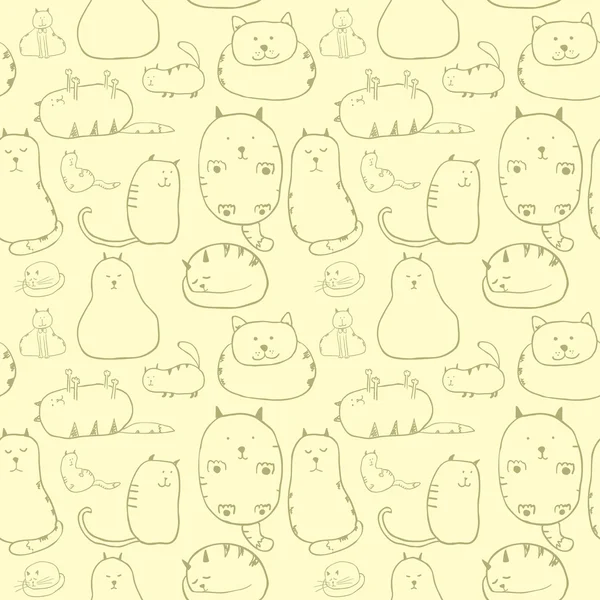 猫のシームレスなパターン — ストックベクタ