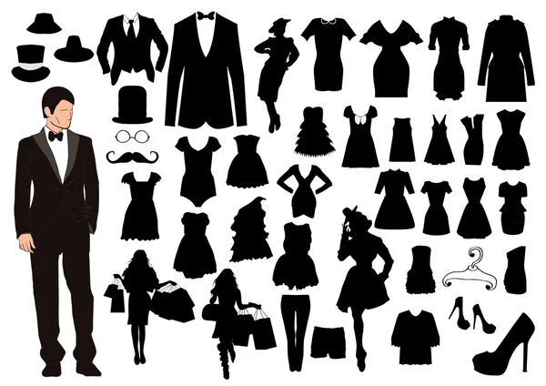 Silhouettes de vêtements — Image vectorielle