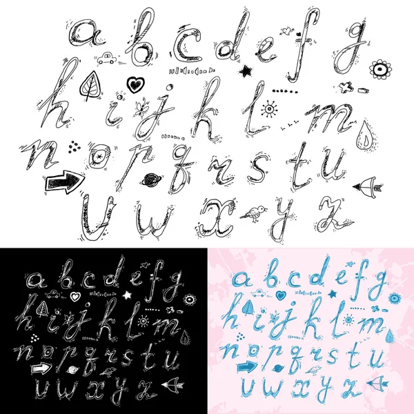 Alfabeto dibujado a mano — Vector de stock