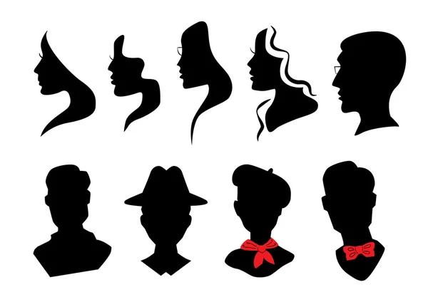 Heads silhouettes — Stock Vector
