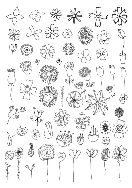 Uppsättning blomma doodles — Stock vektor