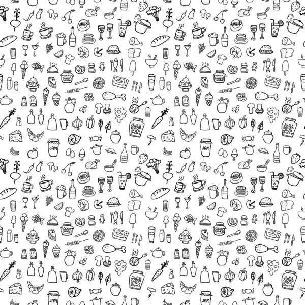 Food Icons seamless pattern — Stock Vector