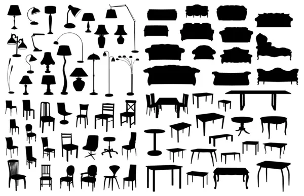 Set of furniture silhouettes — Stock Vector