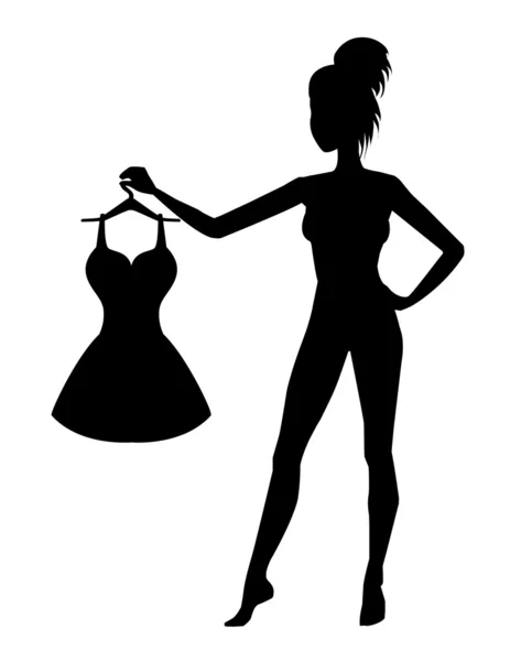 Menina com silhueta vestido — Vetor de Stock