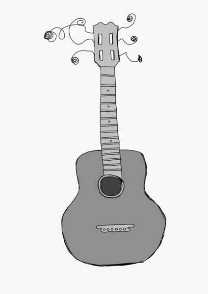 Guitarra acústica dibujada a mano — Vector de stock