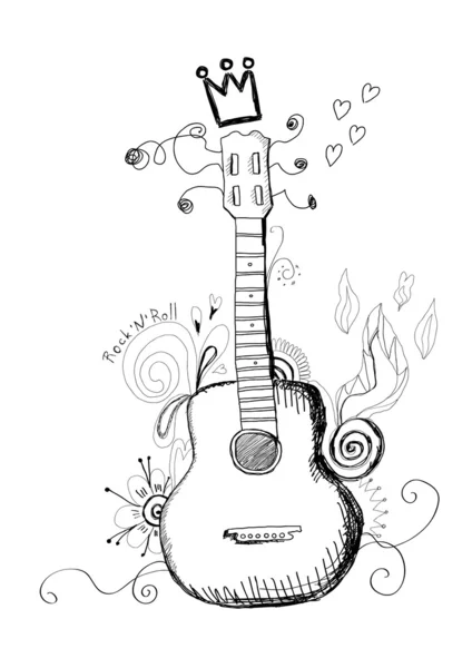 Guitarra dibujada — Vector de stock