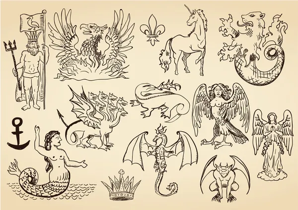 神话中的生物 — 图库矢量图片