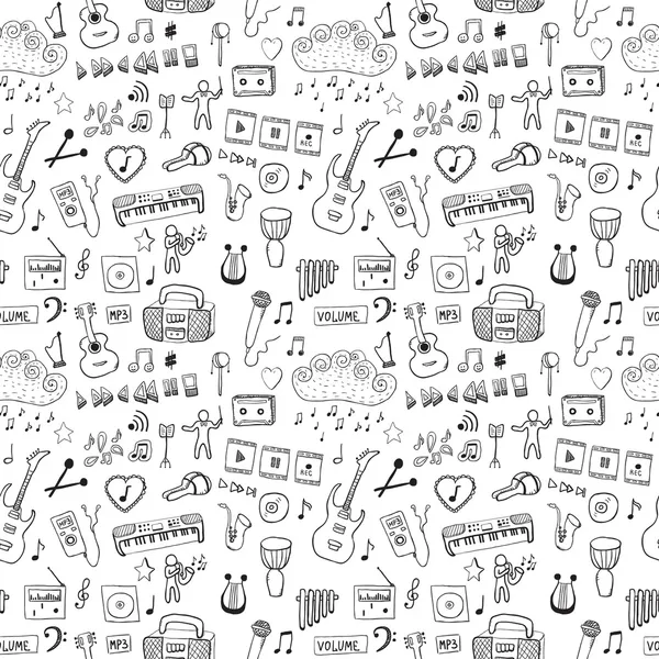 Zene szimbólumok. varrat nélküli mintát — Stock Vector