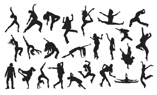 Jumping people silhouettes — Stock Vector